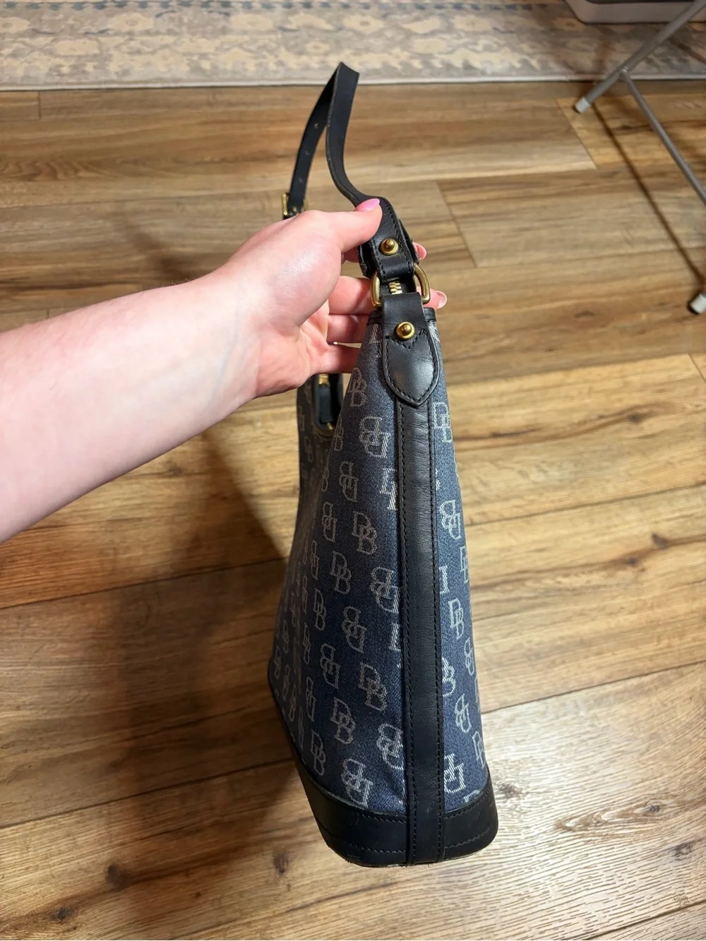 vintage Y2K-era Dooney & Bourke Signature Monogram Hobo Shoulder Bag